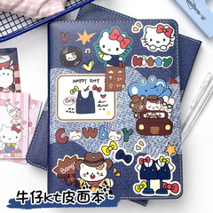 レトロカウボーイkt猫A5皮面本彩色絵内ページノート学生高颜値手帳かわいい横線本