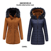 双面穿中长款外套派克服大衣棉服2025冬季新款休闲女装跨境女士外