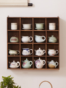 Solid Wood Duobaoge Wall-Mounted Bogu Rack Chinese Tea Cup Rack Modern Simple Storage Tea Set Rack