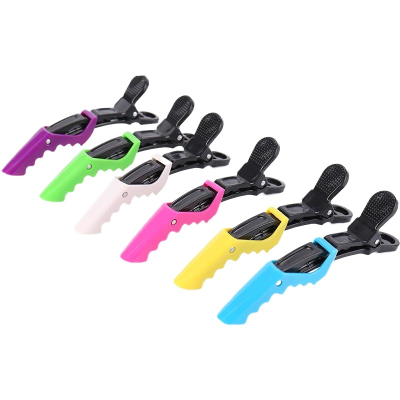 Factory in stock Beauty and Barber supplies partition positioning crocodile clip hairdressing plastic color duckbill clip in stock