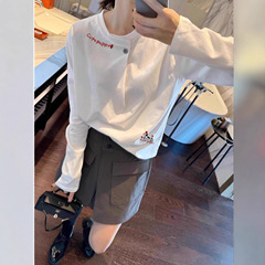 独特设计感纯棉长袖t恤女内搭秋季2025新款洋气印花百搭显瘦上衣
