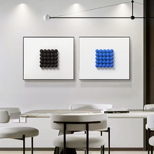 定制克莱因蓝创意实物客厅装饰画背景墙画圆球镶嵌挂画简约玄关画