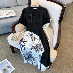 120-350斤の大きいサイズの婦人服の卸売りの太ったmmの新しい中国式のチャイナドレスの若いタイプの半袖のワンピースの2023夏のタイプ