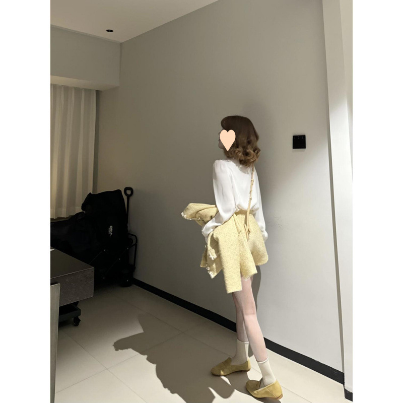 新款小香风2025早春短款显瘦百搭外套高级感短裤女高腰气质两件套|undefined