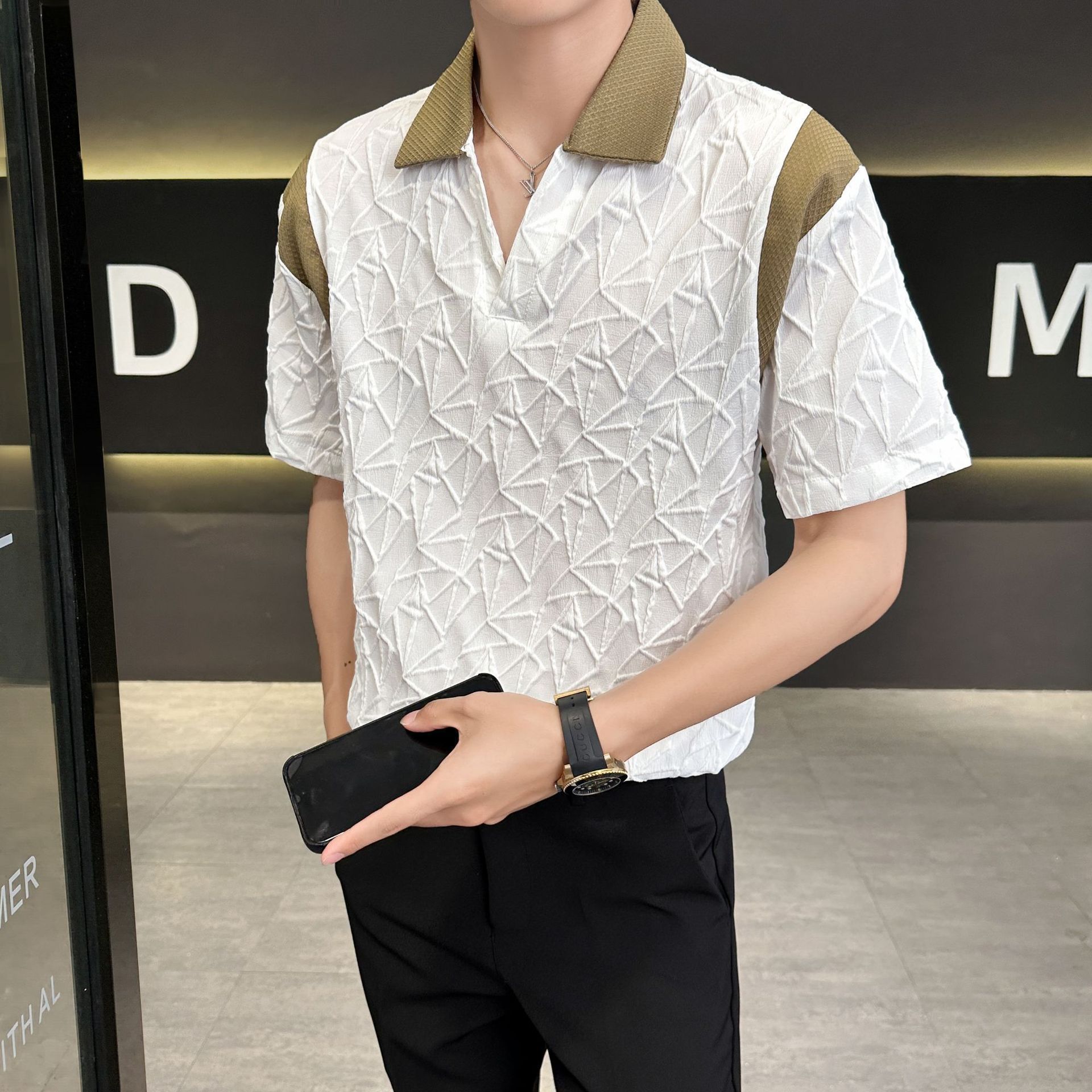 Polo homme été manches courtes tendance coupe ample confortable_voghion.com