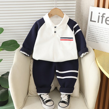 男童翻领套装2025小童春秋儿童春季新品 2件套一岁男宝宝衣服代发