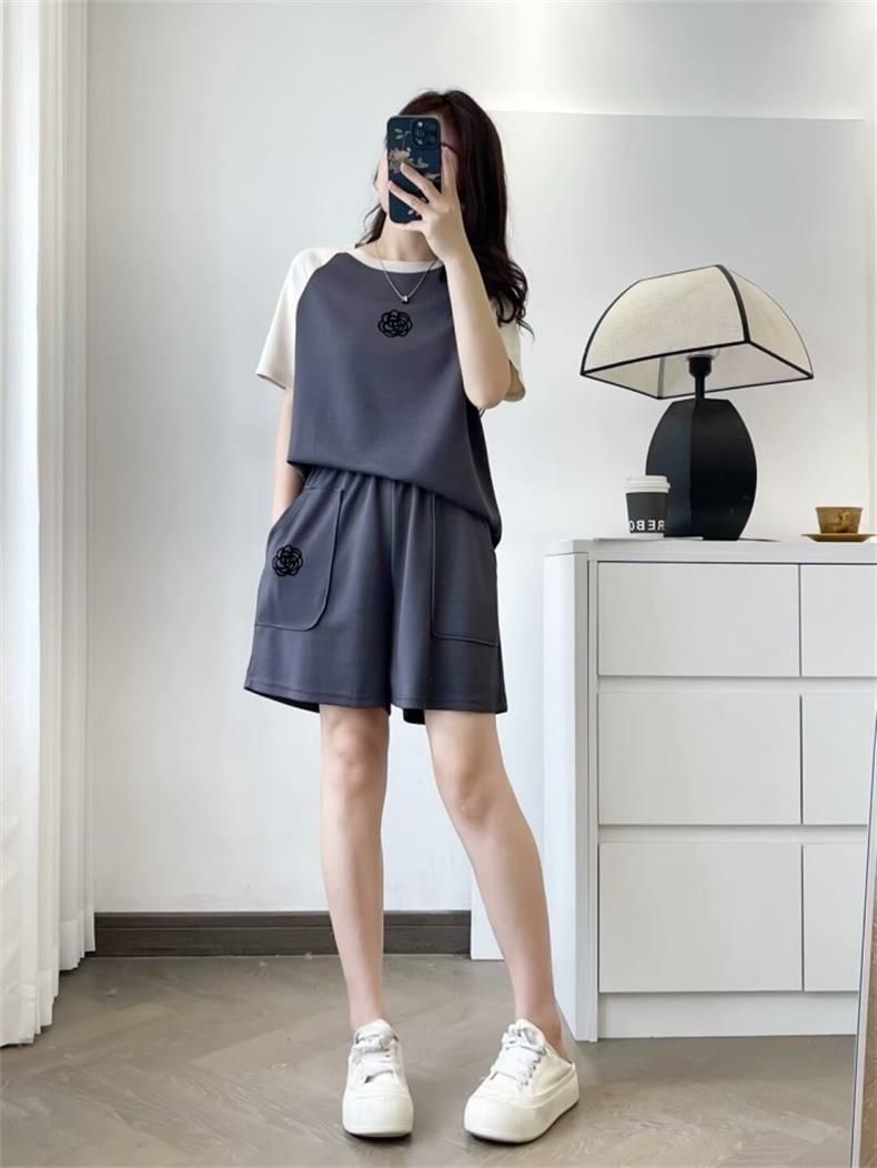 Women's Clothing Summer Fashion Two Piece Set For Women Color Block Slimming Loose Casual Plus Size Clothing_ecoleips.com