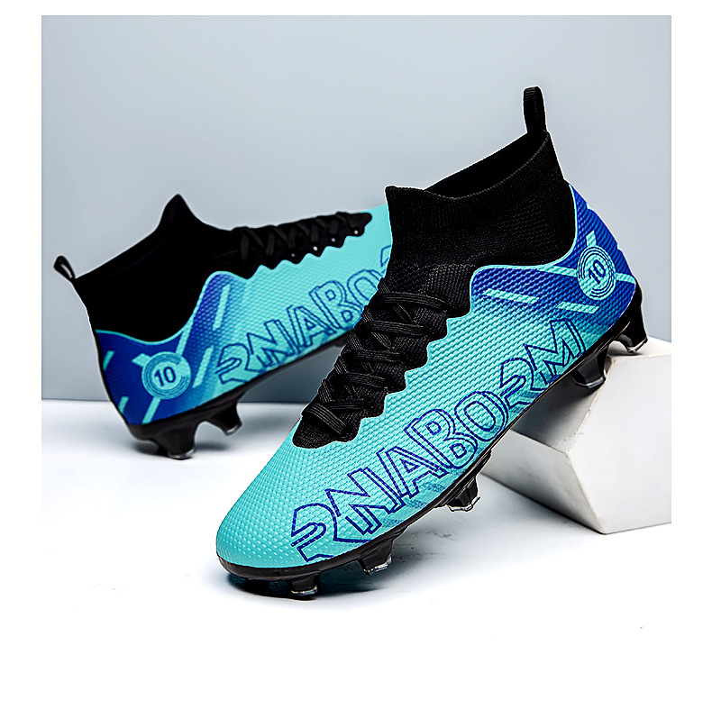 Autumn New High Top Long Men's and Women's Gold School Professional Training Broken Nail Football Shoes_voghion.com