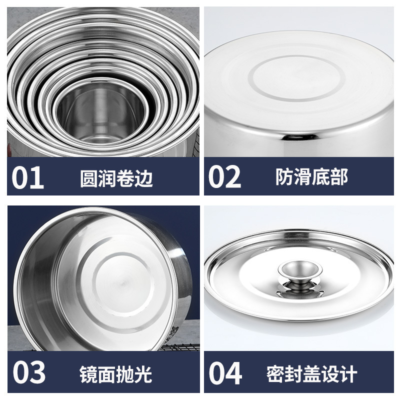 不锈钢盆304家用加厚带盖厨房打蛋盆商用大号和面盆调味料盅油盆|undefined