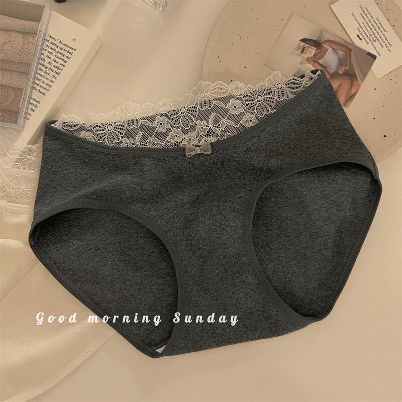 "Soft Wind Whispering in the Afternoon" Extended-Length Pure Cotton Women's Panties 2026 New Lace-Trimmed Mid-Waist Women's Underwear
