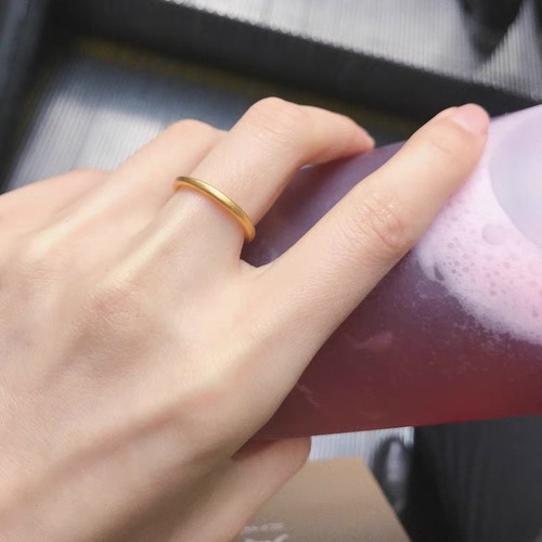 Ancient method matte solid imitation gold women's ring that doesn't tarnish, indie design sense trendy retro finger ring