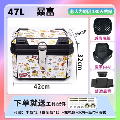Capacity for Delivery and, Motorcycle trunk - 48lget-rich-backrest-lining-shock-absorbing-bottom-plate