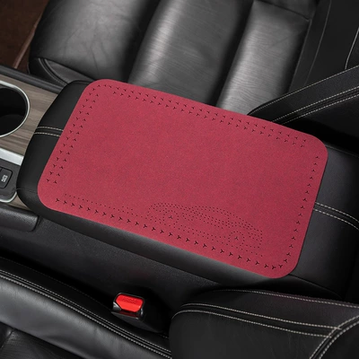 Anti-slip mat: car armrest box pad - suede-armrest-pad-without-standard-wine-red