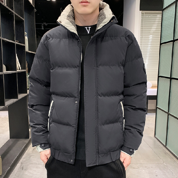 Abrigo de algodón acolchado abrigo de invierno de los hombres abrigo de algodón acolchado de los hombres abajo algodón de los hombres engrosada abrigo de algodón acolchado de los hombres de color sólido ropa transfronteriza venta al por mayor