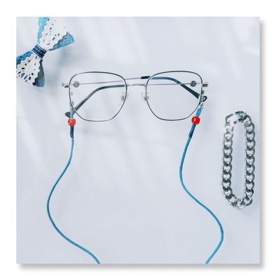 日系复古植物靛蓝染眼镜链挂脖个性时尚口罩绳防丢ins链条女项链
