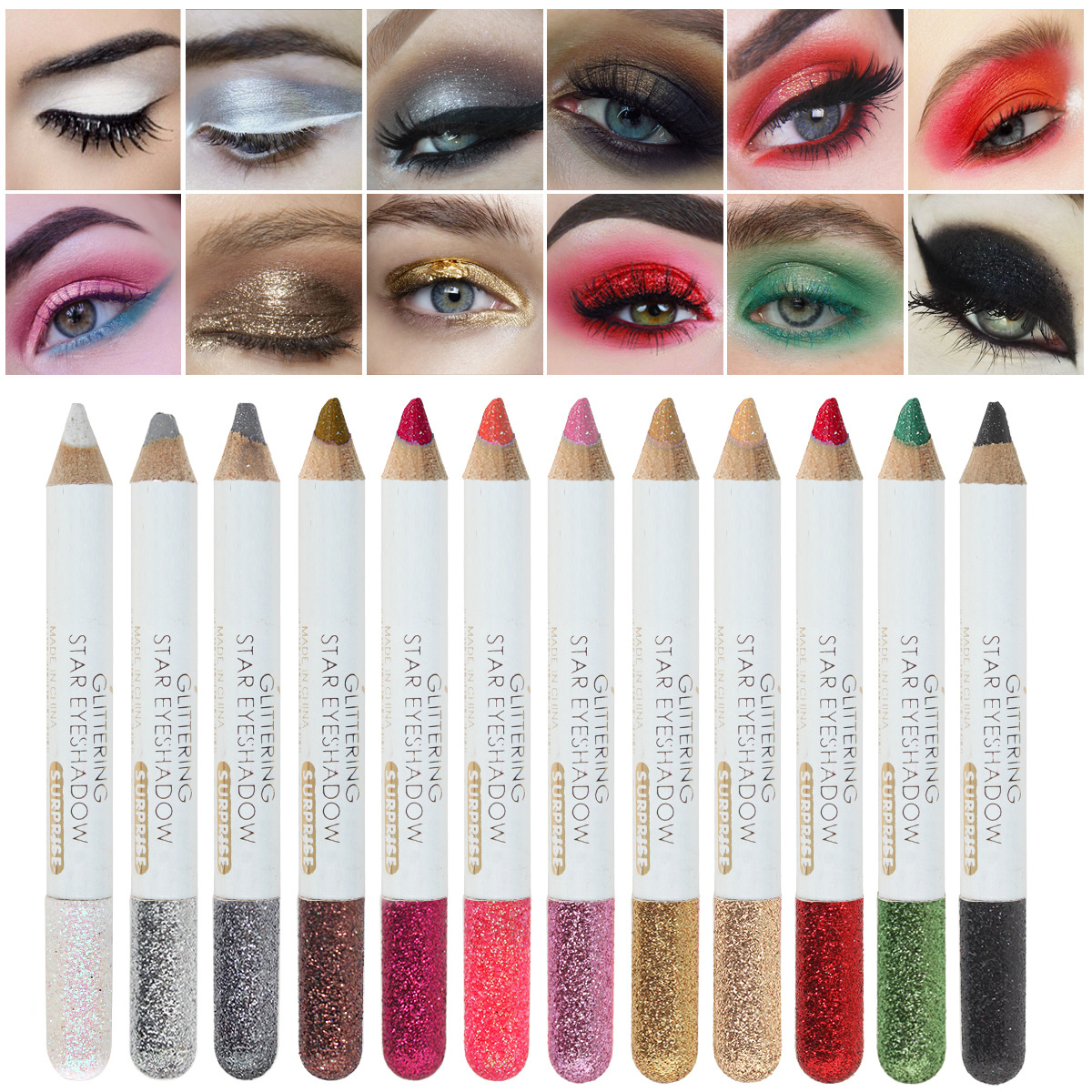 Glazzi Cross-Border 12-Color Pearlescent Matte Colorful Eyeshadow Pen Makeup Eyeliner Eyeliner Pen Foreign Trade Wholesale