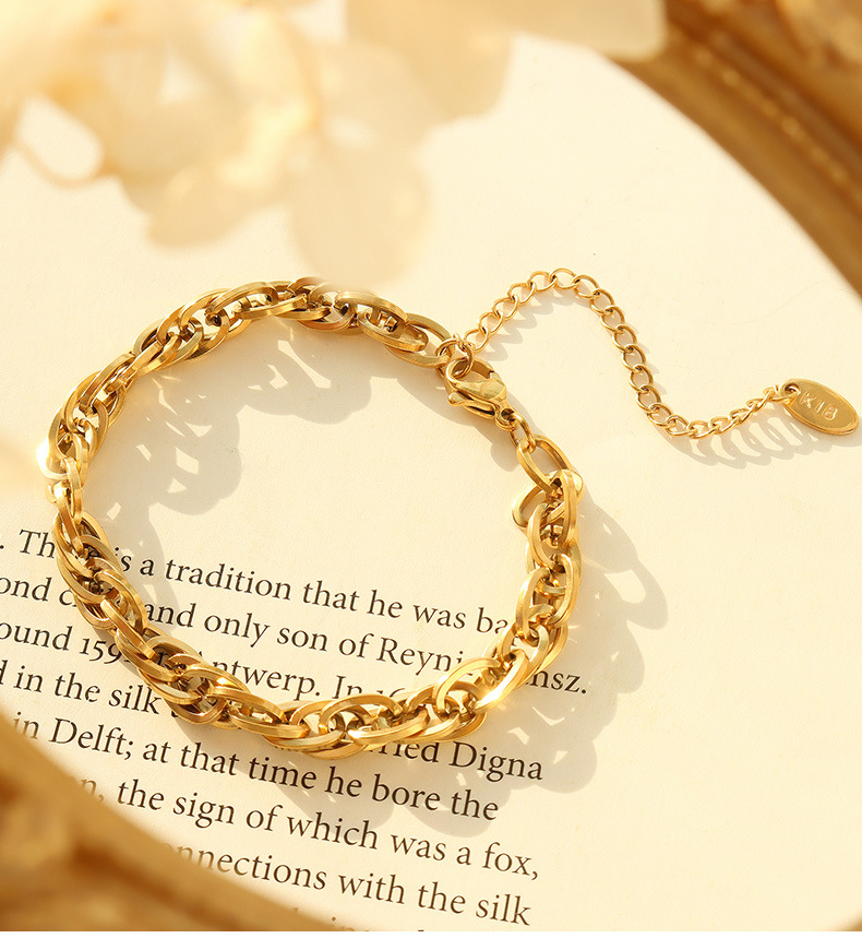 Wedding Occasion European And American Stitching Thick Chain Exaggerated Bracelet Necklace Set Titanium Steel