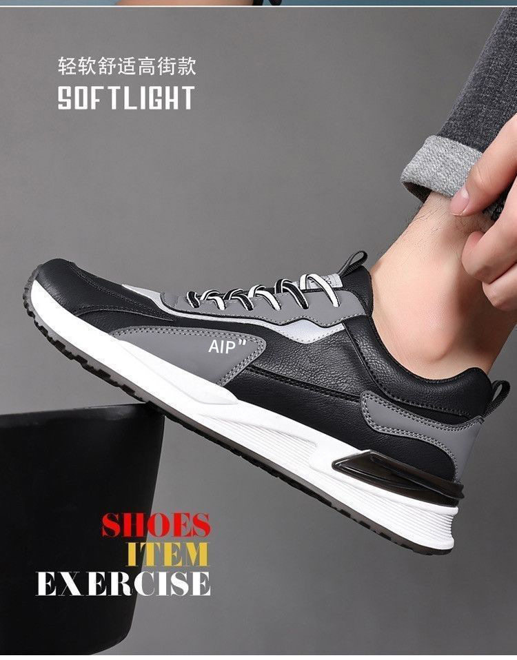 Giày thể thao nam cổ thấp dây buộc, đế EVA nhẹ, gót thấp 1–3 cm, phối màu, kiểu mới thu đông — Màu trắng, Màu xám, Màu đen chi tiết 10