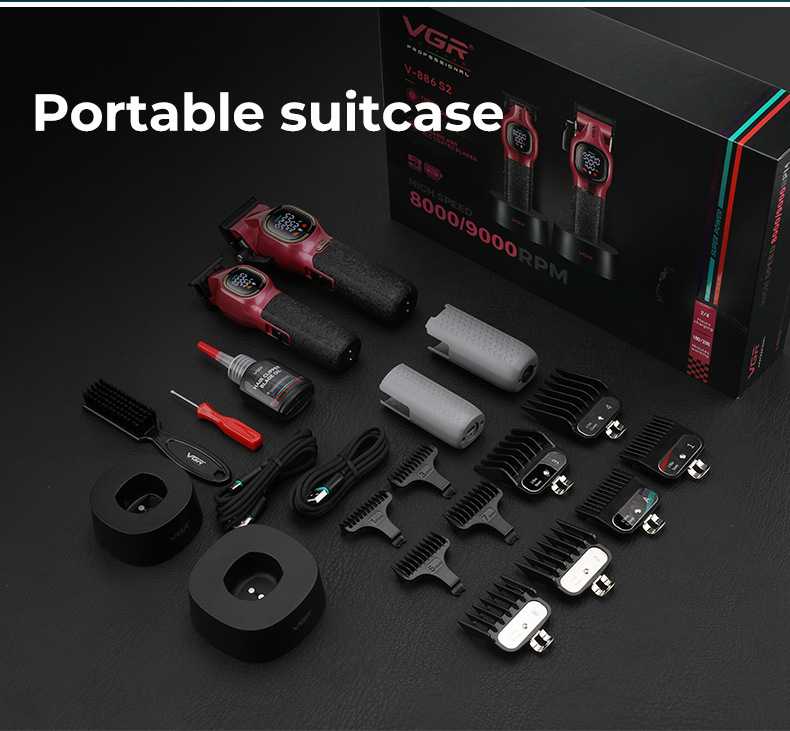 Professional Electric Hair Clipper Set With Charging Base_voghion.com