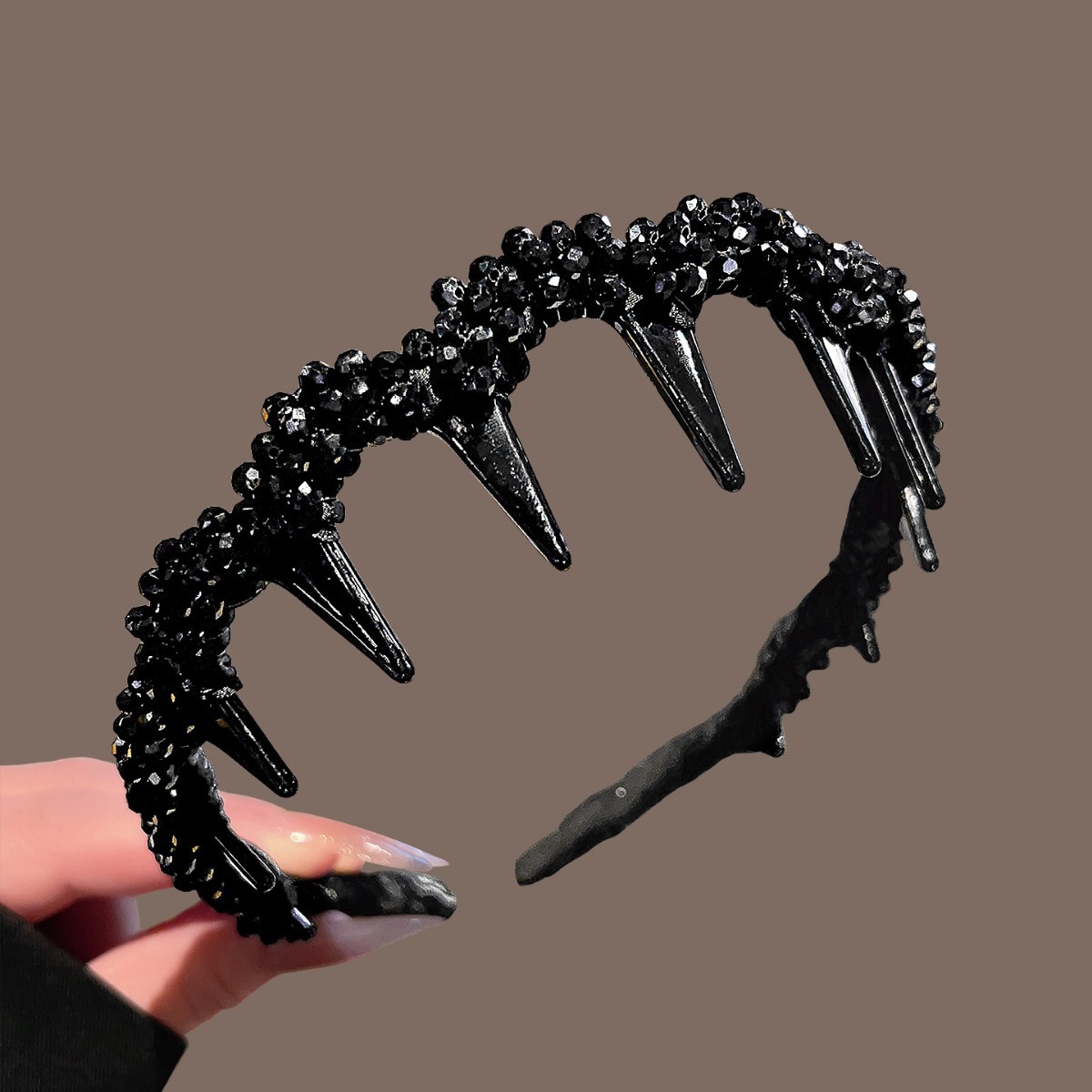 Black handmade three rows of beads