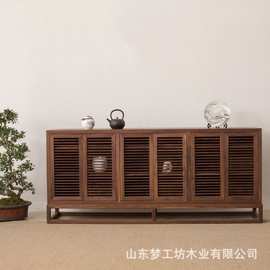 老榆木餐边柜新中式矮柜客厅玄关柜茶叶柜办公室禅意储物柜