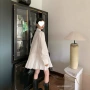 长袖不规则复古拼接连衣裙