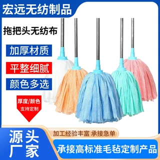 家用圆头拖把无纺布 拖布墩布吸水地拖一拖净老式拖把头无纺布