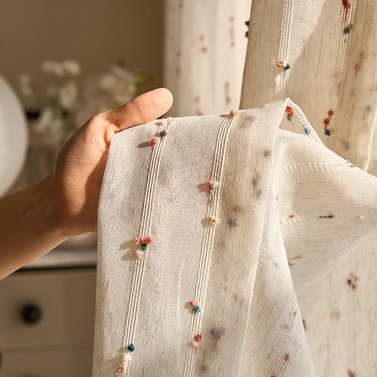 New Vintage Cotton Hemp Rainbow Sugar Bean Flax Yarn Children's Room Girl's Cute Wind Princess Room Bedroom Curtain Yarn Curtain