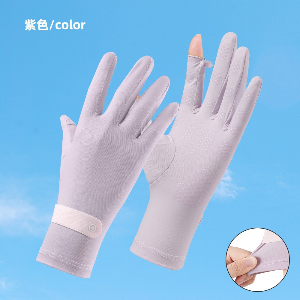 Guantes de protección solar Verano de seda de hielo de las mujeres deportes al aire libre sensibles al hielo fino transpirable antideslizante montar Flip guantes de pantalla táctil
