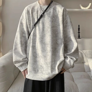 厂家批发美式圆领卫衣男款春秋季扎染宽松情侣款百搭时尚潮流卫衣