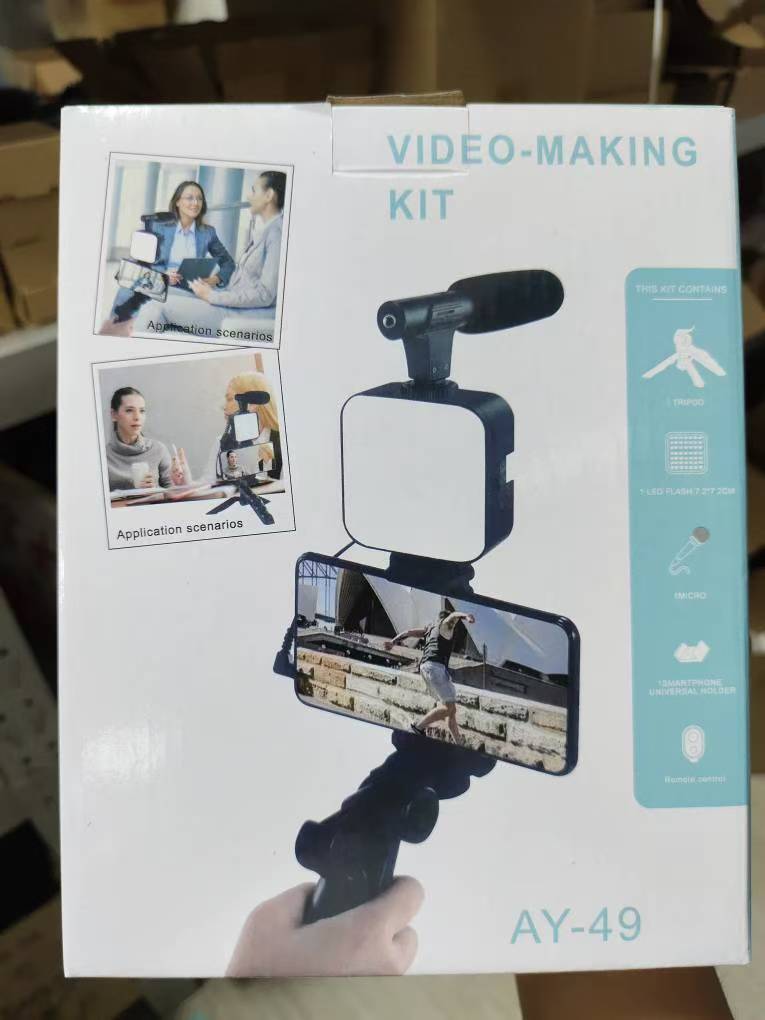 Soporte de luz de relleno transfronterizo AY-49 micrófono de 49 luz de un solo botón, soporte de transmisión en vivo de escritorio de fotografía de mano