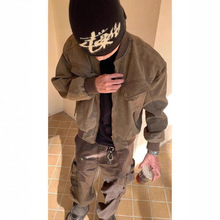 棕色短款哈灵顿夹克美式复古工装外套男潮牌飞行员棒球服