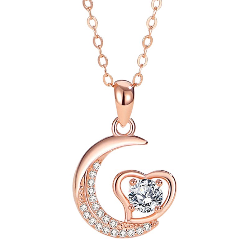 Estilo coreano corazón Luna collar mujer S925 plata esterlina nicho collar Luna amor verano romántico moda regalo del día de San Valentín