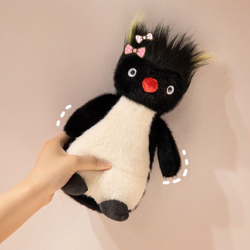 頭に黒い糸が生えたペンギンの醜い人形、子供用のなだめるぬいぐるみ、睡眠枕、友人へのギフト|undefined