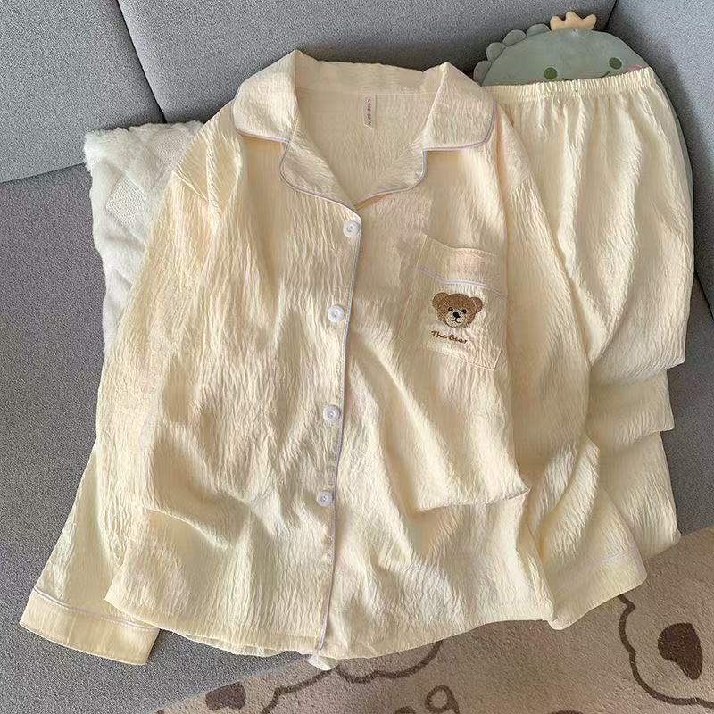 Al por mayor transfronterizo cien pijamas de verano mujeres 2025 nuevas nubes de algodón pantalones de manga larga dibujos animados lindos ropa para el hogar