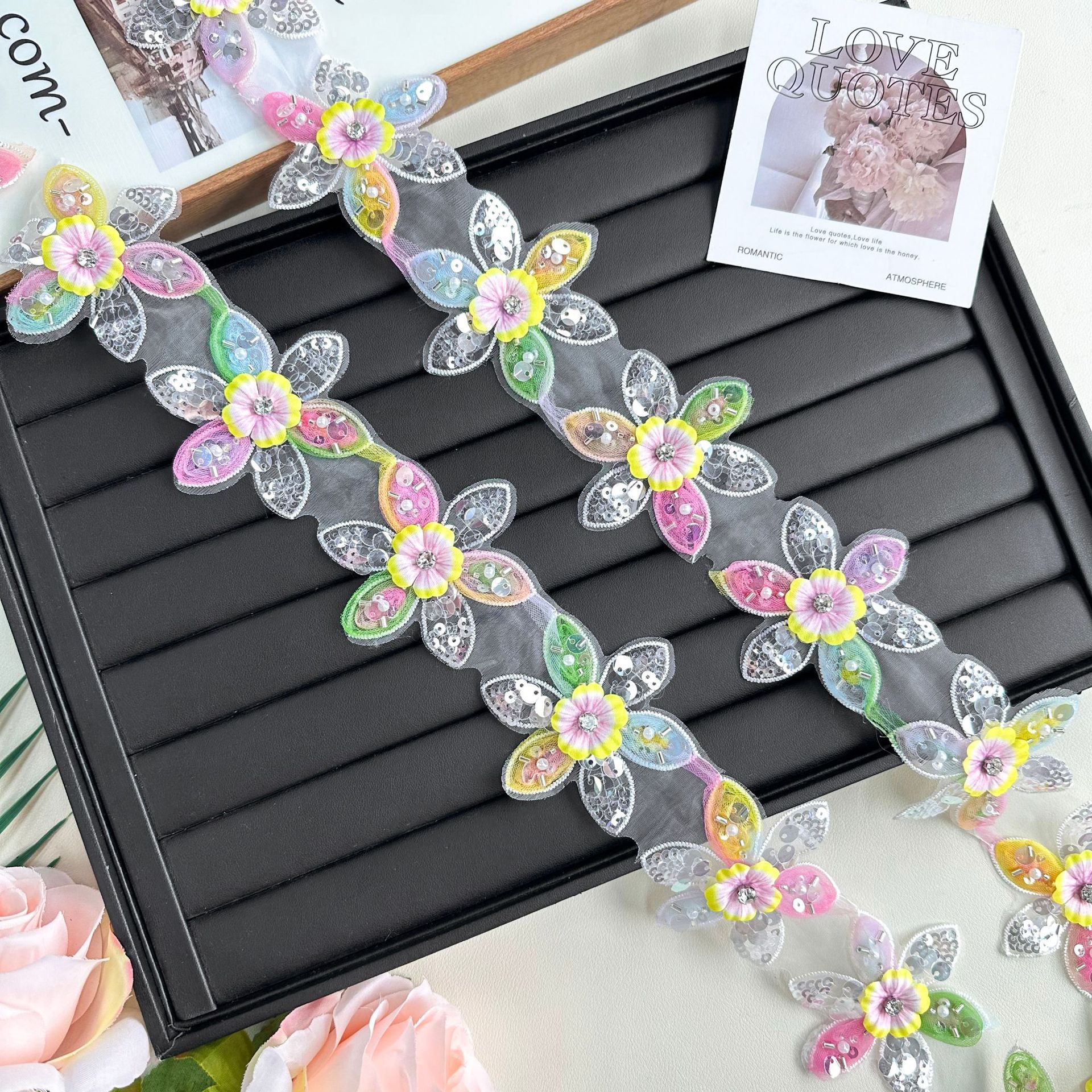 Arco iris malla perla clips de cabello niñas adultos adornos de cabello dulces encaje al por mayor diamante flor tridimensional fábrica de tocado