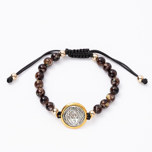 St. Benedict Rosary Prayer Bracelet Adjustable Cord St. Benedict Rosary Bead Bracelet Lapis Lazuli Bead Prayer Bracelet