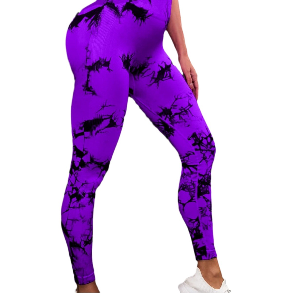 Pantalones deportivos de levantamiento de cadera melocotón de Mujer Pantalones de fitness Transfronterizos europeos y americanos sin costura de cintura alta pantalones de yoga teñidos con cordones