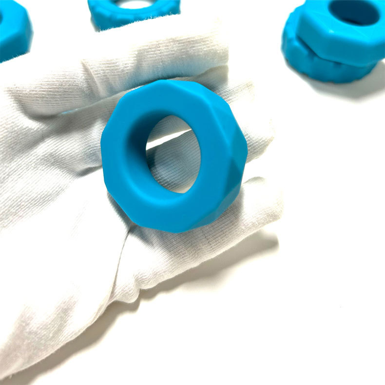 Liquid Silicone Locking Delay Ring, Manual Cock and Ball Ring, Blue Textured Design — detail image 9
