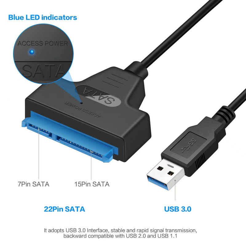 2.5インチハードディスクドライブケーブルsata変換usb3.0互換ノートソリッドステートssd 7 + 15pinシリアルドライブ|undefined