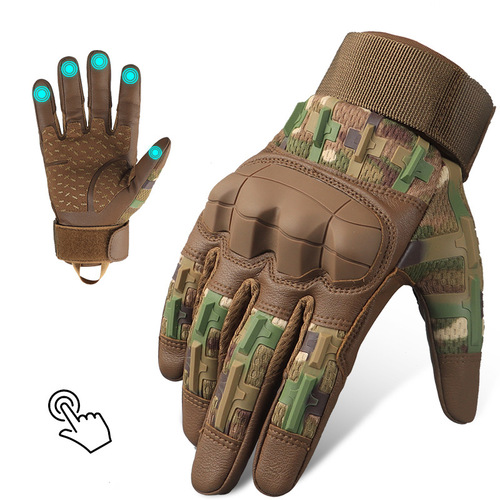 Full-finger tactical gloves, touch screen, outdoor mountain climbing protection, anti-skid, motorcycle, motorcycle, training, combat, sweat-proof, military fans