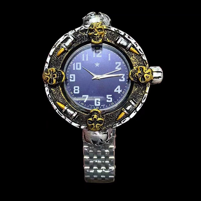 Трансграничные электронные часы из смолы с ремешком в виде черепа, золотым циферблатом, пряжкой из сплава, ручная работа, персонализированный подарок