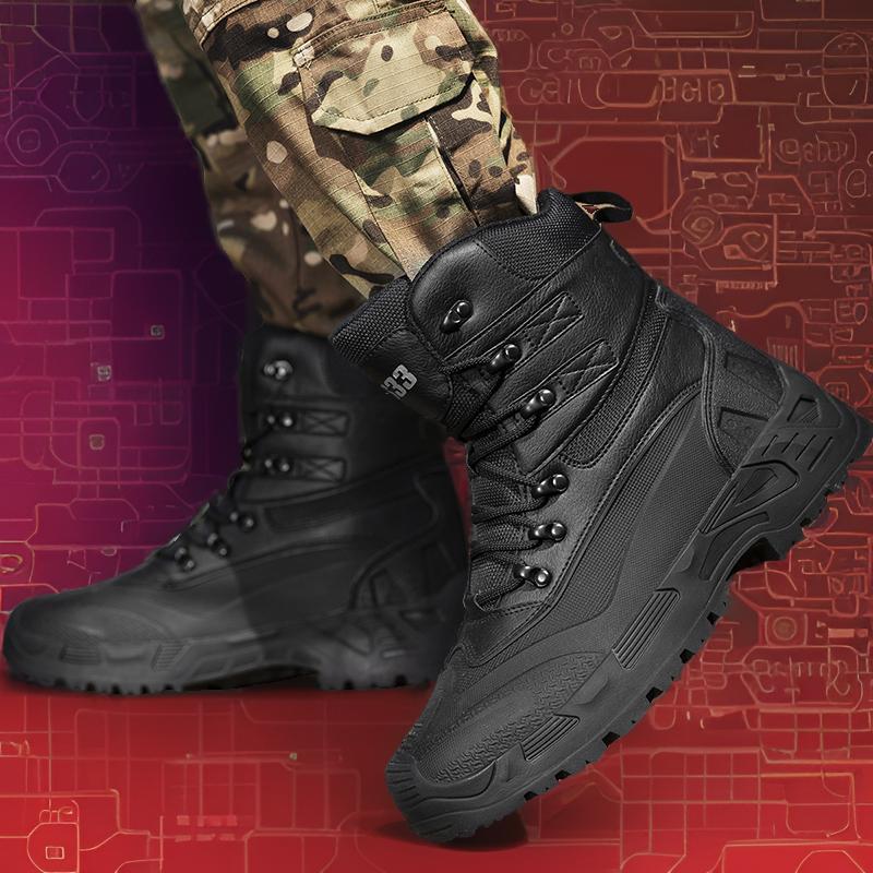 Una pieza de nuevas botas de combate, botas de montaña para hombres, zapatos de seguridad para hombres, suela gruesa, zapatos deportivos casuales para hombres, talla grande 47