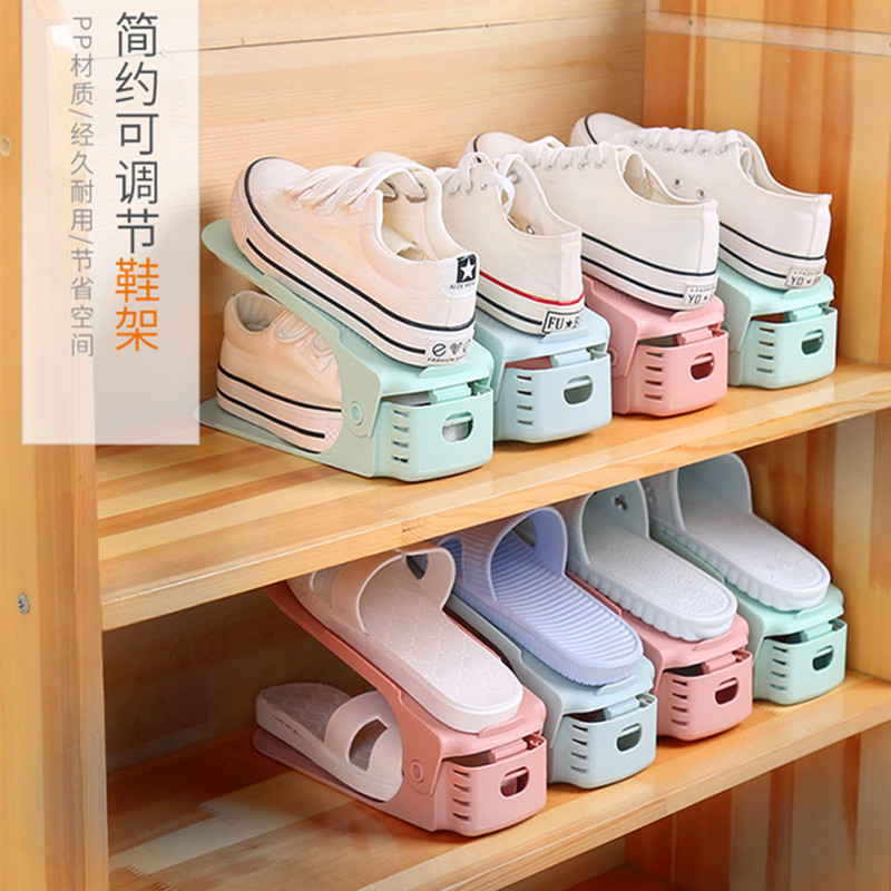 Soporte de zapatos de doble capa simple hogar dormitorio zapato almacenamiento artefacto de ahorro de espacio soporte de zapato ajustable gabinete de zapatos