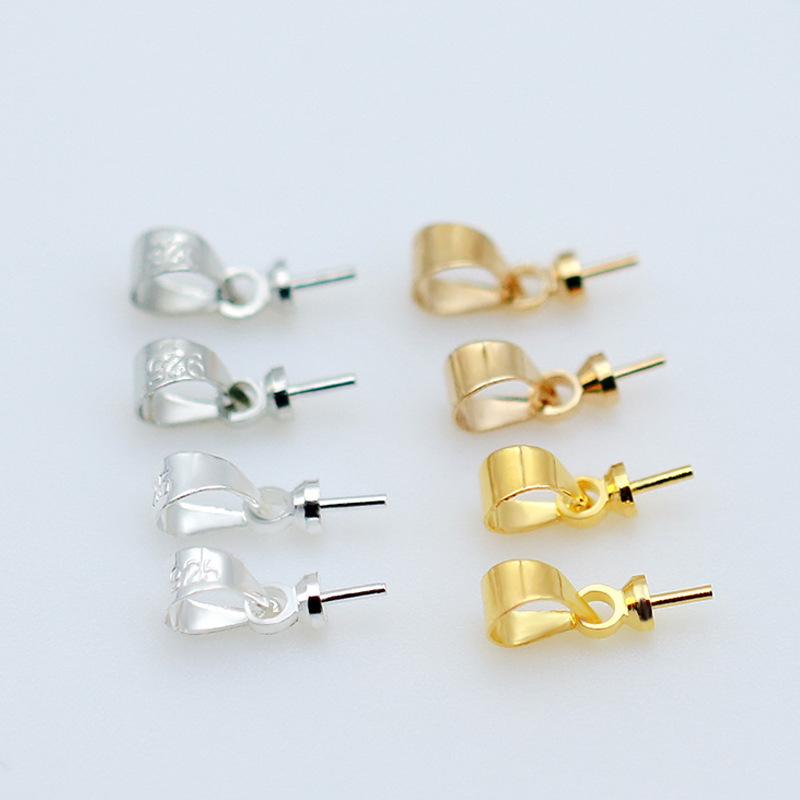 Copper Engraved 925 Electroplated Sheep's Eye Needle Melon Seed Buckle DIY Accessories Adhesive Water Pearl Pendant Head Pendant Holder E82