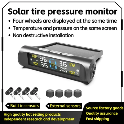 Ty01 Tire Pressure Monitoring System High-Precision Solar-Powered Tire Pressure Monitor Tpms Tire Pressure Wireless Device Smart (Tire pressure monitoring system)