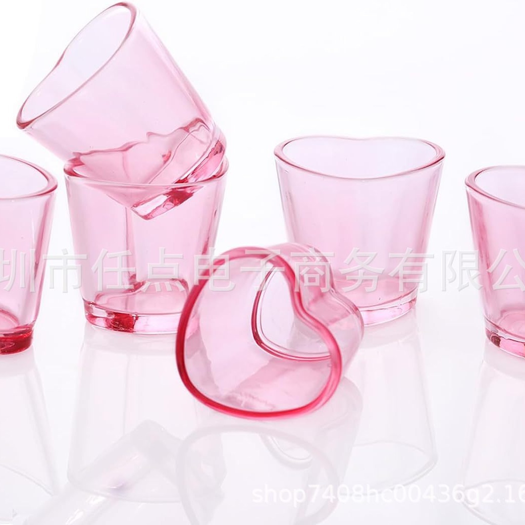 心形酒杯1.5 盎司烧酒酒杯彩虹酒杯浓缩咖啡酒杯龙舌兰酒酒杯