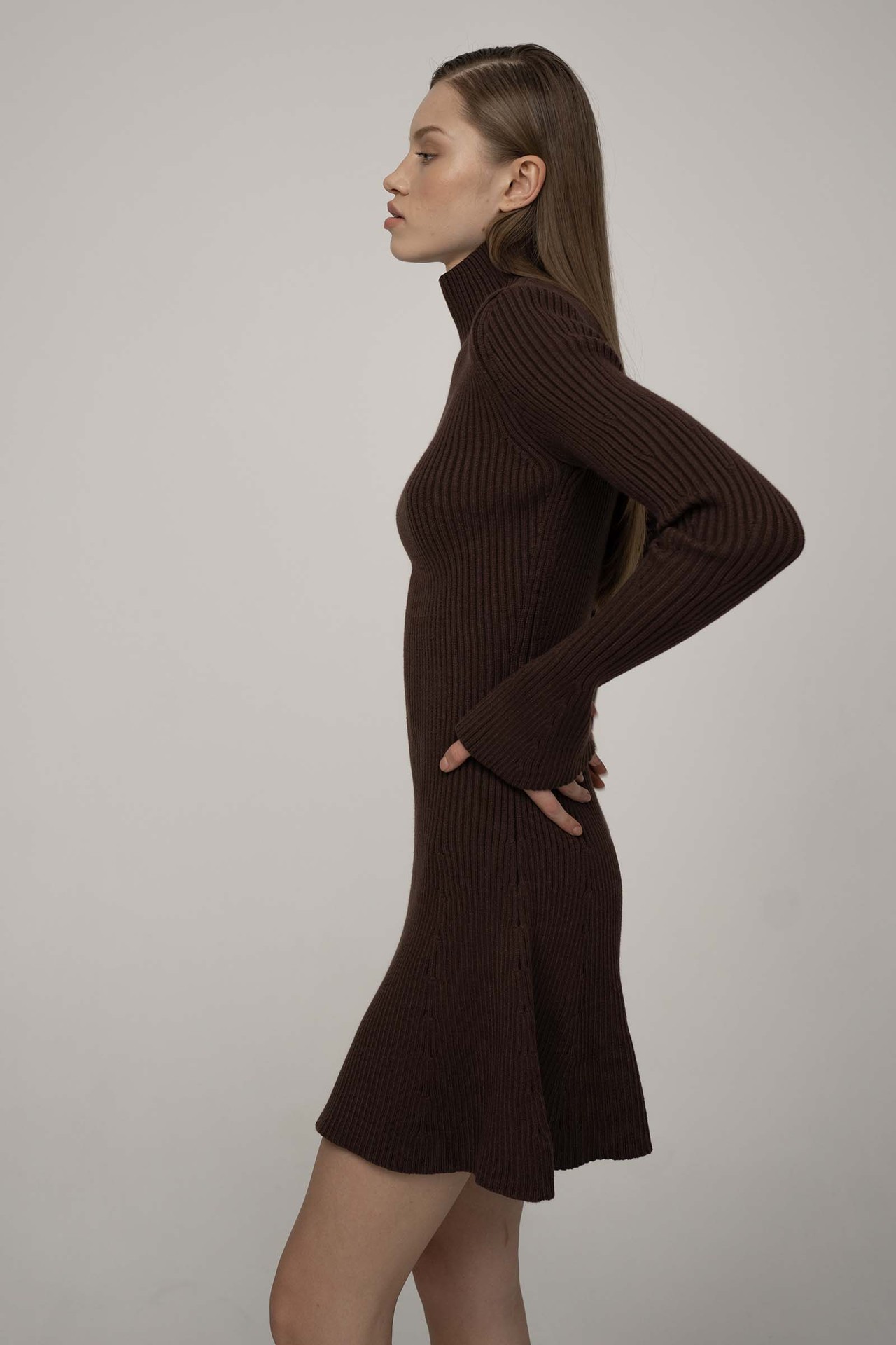 ChicShe ChicShe 2024 Autumn Winter Turtleneck Knitted Petite Pullover Women's Sweater Dress Black Thick Style_voghion.com