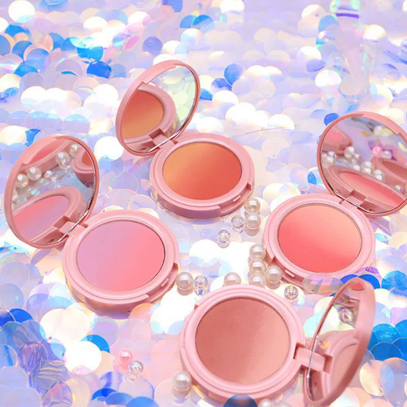 Face Blush Compact XIUZHUANG two-tone nude gradient blush for contouring, natural finish
