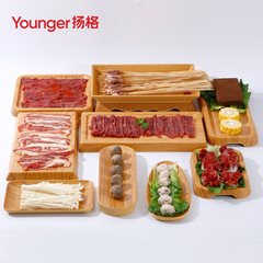 密胺創意仿木紋火鍋店自助餐盤烤肉盤牛羊肉肥牛專用長方形盤餐具